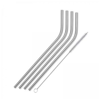 Rietje gebogen rvs 4 stuks Westmark